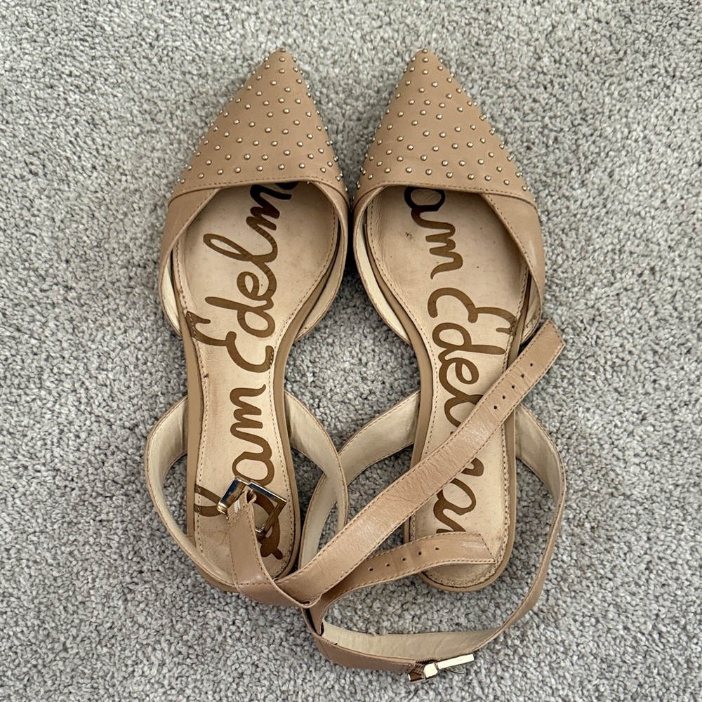 Sam Edelman Brown Studded Flats with Ankle Strap
